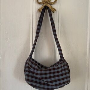COA NYC Plaid Shoulder Baguette Bag - Black and Brown